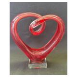 Murano red heart art glass
