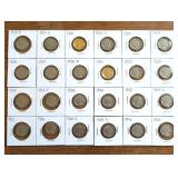 Group of vintage Buffalo Nickel coins in holders.