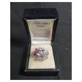 14KT white gold ring with 5 diamond and topaz