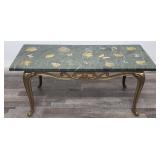 Marble top brass base coffee table