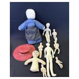 9 Vintage blank rag dolls