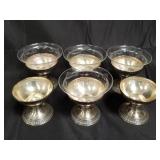 Group of 6 sterling silver sherbet and 4 etched