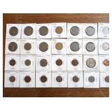 Group of vintage coins in holders. In bag, in