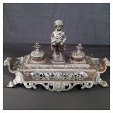Cast bronze figural ink well