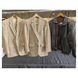 Group of three designer jackets, one by