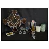 Box of stained glass art and glass beeds