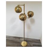 Mid century modern brass three-orb floor lamp