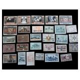 Group of vintage German Notgeld Paper Money. In