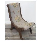 Vintage needlepoint slipper chair