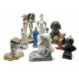 10 vintage figural pieces- busts & statues