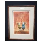 Pencil signed lithograph in frame