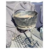 Large cast iron caldron with stand