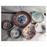 Group of six Asian plates and bowls