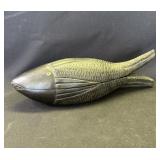 Vintage carved wood fish trinket dish