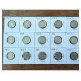 Group of vintage Buffalo nickel coins in holders