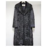 Vtg Hong Kong real fur full length black coat