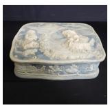 Vintage signed incolay stone jewelry box