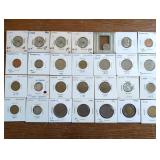 Group of vintage coins in holders. In bag, in