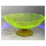 Uranium footed compote dish, 9ï¿½ diam.
