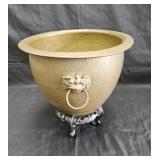 Vintage hand hammered Chinese brass pot with