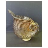 VTG hand blown art glass conch shell pitcher