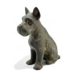 Vintage weighted brass Terrier dog statue, 7ï¿½ h.