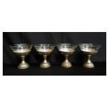 Group of 4 sterling silver and etched crystal