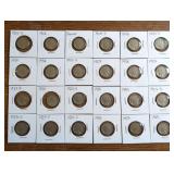 Group of vintage Buffalo Nickel coins in holders.