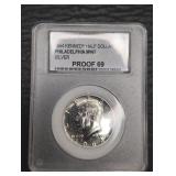 PR69 Proof 1964 Silver Kennedy Half dollar coin.