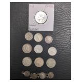 Vintage Silver coins from Canada, UK, etc. in