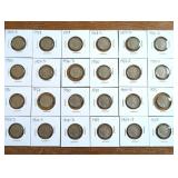 Group of vintage Buffalo Nickel coins in holders.