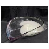 Vintage signed hand blown art glass centerpiece