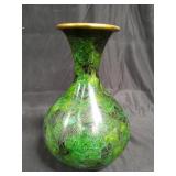 Green cloissone vase