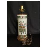 Antique Asian hand painted table lamp