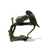 Vintage brass long tailed parakeet bird statue