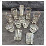Group of Mid-century bar glasses, set of 12, box