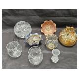 Group of vintage Carnival glass bowls and misc.