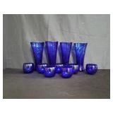 Box of cobalt blue glasses