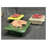 Group of vintage ceramic rose flower trinket