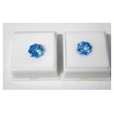 Pair 6 ct 12 x 12mm hex star blue topaz gemstones