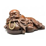 Vintage signed Terra cotta laying Buddha statue