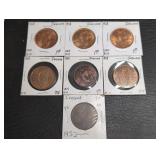Vintage Ireland Large Cent Penny coins. Most