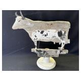 Vintage wood cow garden decoration