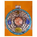 Tibetan handmade pendant with turquoise,lapis