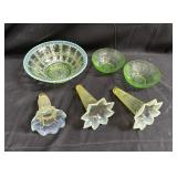 Group of antique uranium glass in box lot