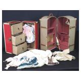 Two doll clothes dresser/trunks w/ clothes &
