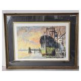 Vtg hand signed serigraph John Kelly Dockside