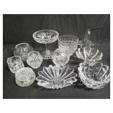 Group of glass and crystal items, bowl, basket,