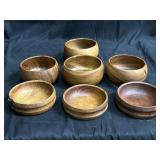 7pc vintage Dansk & monkeypod wooden bowls