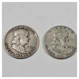 1949 and 1954 D Franklin Silver Half Dollar